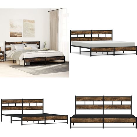vidaXL Metallbett ohne Matratze Räuchereiche 180x200 cm (1/5)