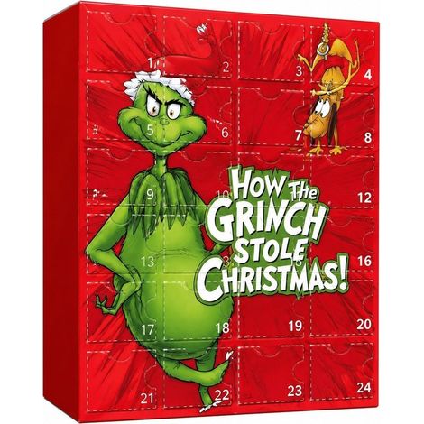 Calendrier de l'Avent de Noël en boîte surprise, pendentif animal en acrylique, 24 décorations pour sapin, cadeau Grinch (gj791-001) (1/3)