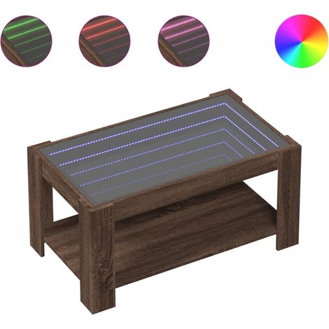 Maison Exclusive - Mesa de centro y LED madera ingeniería marrón