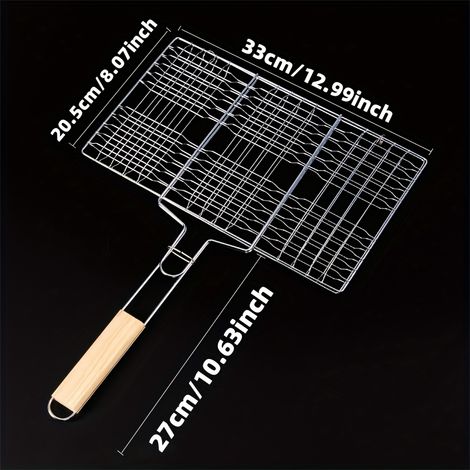 Panier à griller pour barbecue, panier en métal de grande capacité pour poissons, viandes, crevettes et légumes (1/5)