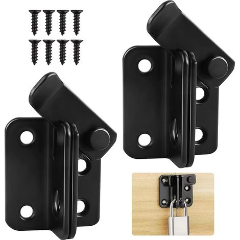 Door Latch Stainless Steel Sliding Door Latch with Lock Hole Black Interior Door Latch Flip Latch with Screws Door Closures for Windows Doors (1/5)