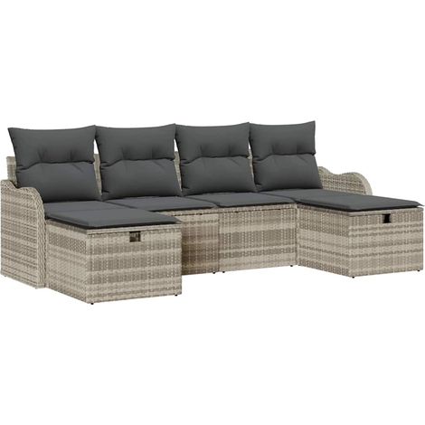 Maison Exclusive - Set di divani con cuscino 6 pcs Grigio chiaro polyrattan