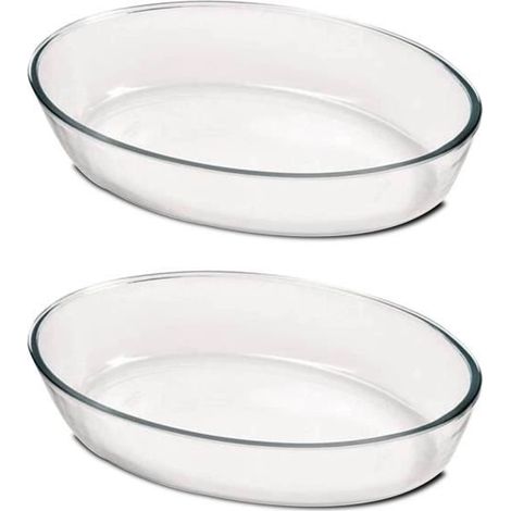 Lot de 2 plat à four oval, moule de cuisson, capacité 1.6 L - Longueur 26.2 x Profondeur 18.2 x Hauteur 6 cm -JUANIO (1/3)