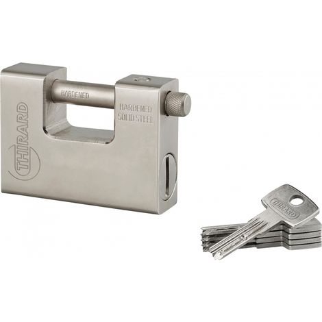 Thirard – Cadenas à clé 94mm – Acier cémenté chromé – 5 clés réversibles – Mécanisme à goupilles pour chantier