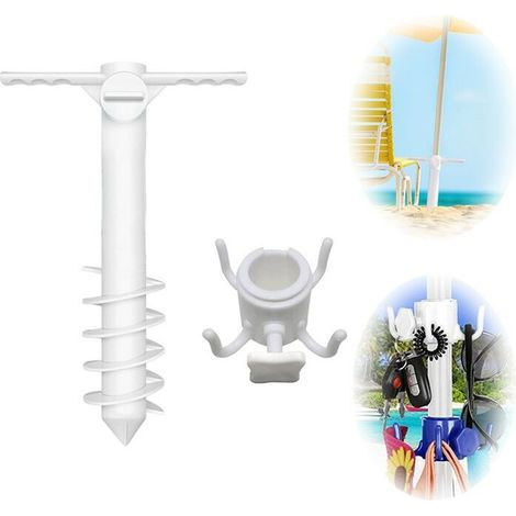 Pied de parasol, Parapluie de Ancre de Sable Support en avec Support Crochet de Suspension pour Patio Pelouse Jardin pour Toutes Les Parapluies 22-36mm (1/5)
