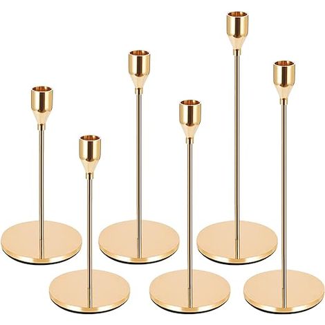 Bougeoir Chandelier,Lot de 6 Bougeoirs Détenteurs,33/28/22 cm Candélabre,pour Bougies Coniques Rétro Métal Porte-Bougie Conique (1/5)