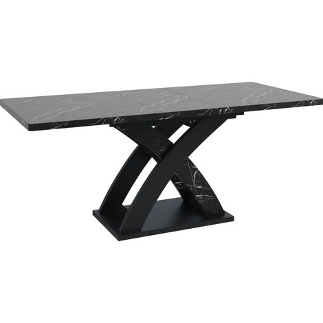 Table à manger extensible en MDF et métal noir, 120-160 cm, pour 6 personnes (1/5)