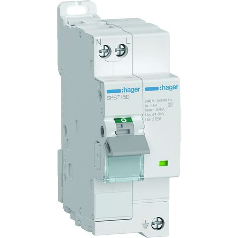 Hager – Parafoudre T2 2 P auto-protégé 15KA – Courant de décharge 5kA – Tension nominale 240V – Rail DIN 35mm (1/2)