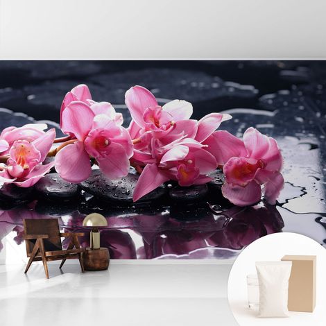 Tapete Vliestapete mit Kleber für Wohnzimmer Schlafzimmer Küche - Wanddekoration Blumige Eleganz 416x254 cm (1/5)