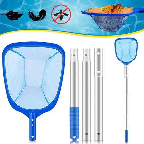 Skimmer de piscina de 140 cm, con mango telescópico, red para limpiar hojas, ideal para piscinas, spas, fuentes y parques acuáticos. (1/4)
