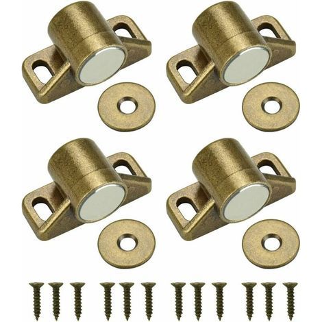 Cierre magnético para puertas de armarios, cierre magnético con 4 arandelas y 12 tornillos, cierre magnético para muebles, armarios y gabinetes (Starlight) (4 piezas) (1/5)