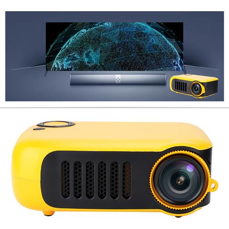 Projecteur Mini Portable HD pour Enfants, Projection 480x320, Alimentation 100-240V, Modèle Jaune