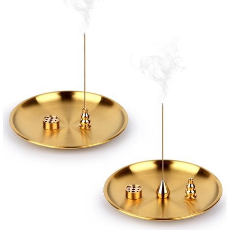 2 Pièces Porte Encens, 3 en 1 & 4 en 1 Bruleur Encens en Laiton Porte Encens Porte d'encens Bâton avec Récupérateur de Cendres Support Encens Baton pour Maison Bureau Yoga Salle (1/5)