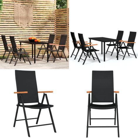 Ensemble à manger de jardin 5 pcs Noir - Table de jardin - Chaises de jardin (1/5)