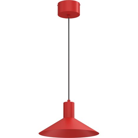 Suspension minimaliste rouge mat abat-jour cône aplati 30 cm 1xGU10 8W (1/2)