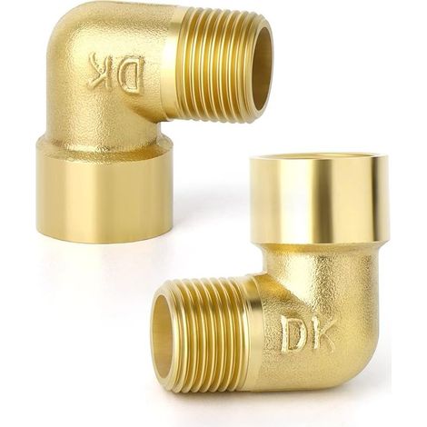 2 pièces 1/4 "BSP laiton femelle à mâle 90 degrés coude connecteur de tuyau, adapté pour le raccordement de tuyau… (1/5)