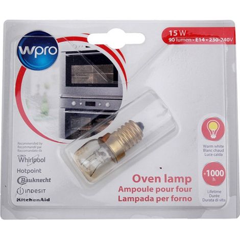 Ersatzteil - ORIGINALE Birnenformlampe 300°C / E14 / T22 / 15W / 220V -  - WHIRLPOOL, ARISTON HOTPOINT, BRANDT, BAUKNECHT, DE DIETRICH, INDESIT, IKEA, SCHOLTES, IGNIS, LADEN, RADIOLA