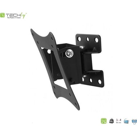 Soporte de pared Techly para pantallas LCD/LED de 13" a 30", 15 kg, inclinable, negro. (1/5)