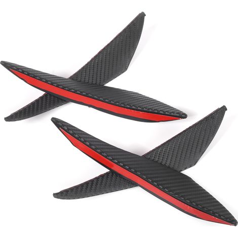 Lot de 4 ailerons universels en caoutchouc couleur fibre de carbone pour pare-chocs avant de voiture, pour la décoration automobile (1/5)