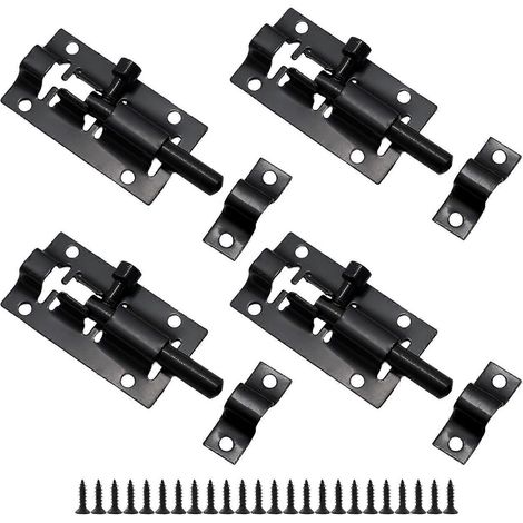 Set mit 4 schwarzen 5 cm (2 Zoll) Zylinderschlössern – Robuste Torriegel aus Edelstahl für Hof- und Gartentore (1/5)