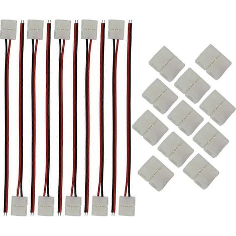 Lot de 10 connecteurs LED 2 broches à connexion rapide pour câble flexible, adaptateur de câble, 10 LED 8 mm (1/4)