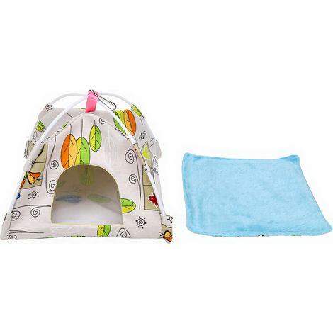 Nid de tente à oiseaux compact à suspendre avec tapis double face pour perroquets, perruches, inséparables, pinsons, perroquets M 21 x 21 x 21 cm, feuille verte (1/5)
