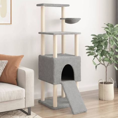 Arbre à chat avec griffes en sisal, gris clair, 153 cm