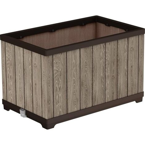 Keter Fioriera Rettangolare Deco Ashwood con Sistema di Irrigazione Integrato 76x45,5x45,5 cm