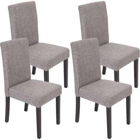 [JAMAIS UTILISÉ] Lot de 4 chaises de séjour Littau, tissu gris, pieds foncés (1/5)