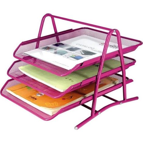 Portadocumenti, organizer, ripiano, portariviste, 3 livelli, vassoio portadocumenti A4 per riviste e libri, per armadi da ufficio, ecc. (1/5)