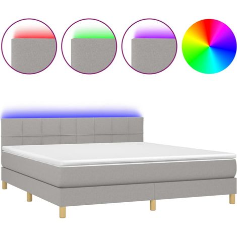 Maison Exclusive - Cama box spring con colchón tela y LED gris cl (1/5)