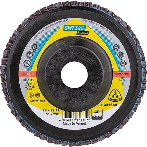 Disque abrasif à lamelles KLINGSPOR K40, 115x22,23mm droit