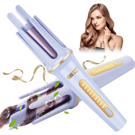 Fer à friser automatique 1,25 pouce, boucleur rotatif auto-chauffant, baguette à boucler rapide, 9 températures réglables, anti-brûlure, minuterie, violet, lot de 1 (1/5)