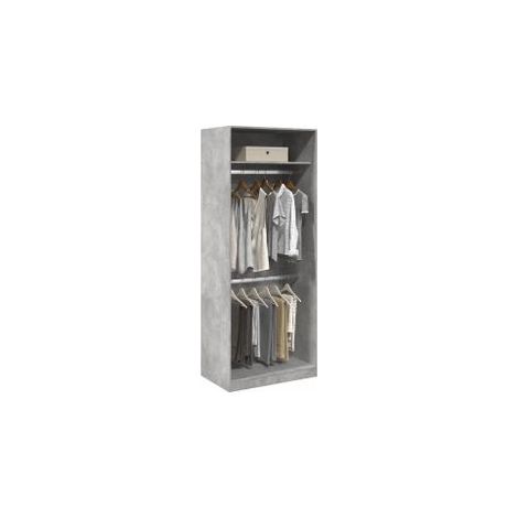Armoire dressing 2 penderies 1 étagère 80cm - Collection Laker-Gris béton (1/5)