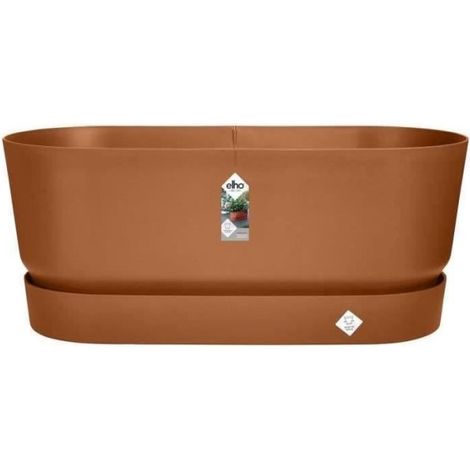 Planteur Ovale GREENVILLE - Plastique - Avec roulettes - Ø60 - Marron Glacé (1/5)