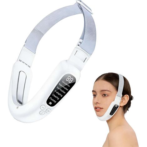 Massageur facial V-Face,Appareil de beauté de la mâchoire portable avec vibration réglable,Outil de soins de la peau mains libres pour les femmes,Routine quotidienne de redressement et expérience spa