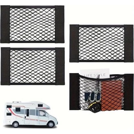 CCYKXA Elastisches Netz-Aufbewahrungsnetz für die Rückbank im Auto, universelle Kofferraumtasche mit erweiterbarem Design für Reise- und Sportausrüstung, schwarz