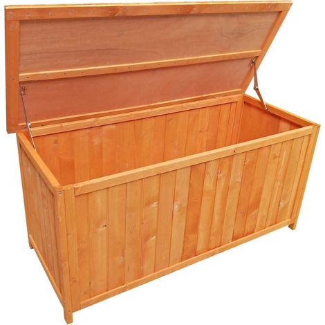 Wiltec Gartenbox aus Holz 127 x 55 x 60 cm Aufbewharungsbox mit Deckel Gartenschrank für Geräte Spielzeug Kissenbox Auflagenbox Fichtenholz (1/5)