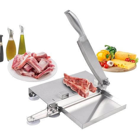 Manual Meat Bone Cutter Frozen Meat Slicer, Heavy Duty Stainless Steel Chicken Cutting Machine Beef Ribs Fish Vegetable Meat Slicing Machine For Home Kitchen (1/5)