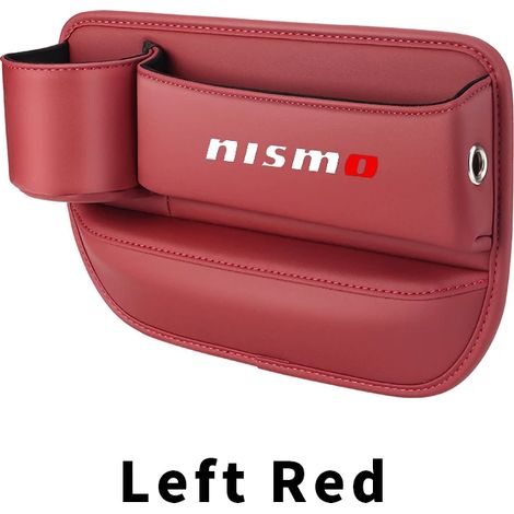 (Gauche, rouge) Boîte de rangement pour l'espace entre les sièges auto Nissan Nismo, Almera, Tiida, Sunny, QASHQAI, Skyline, Juke, X-TRAI - Accessoires intérieurs en cuir (1/5)