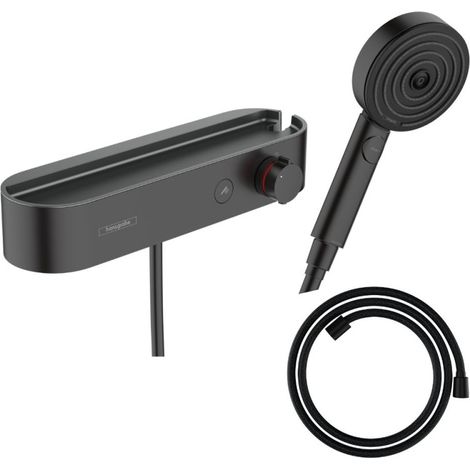 Set de ducha termostática HANSGROHE ShowerTablet Select + Flexo Designflex + Teleducha Pulsify Select S (3 tipos de chorro) – Negro mate (1/4)