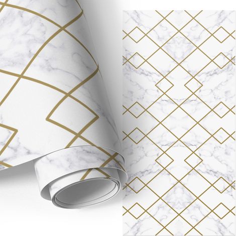 Möbel - Klebefolie - Möbelfolie - abwaschbare und selbstklebende Deko-Folie für Küche - Schrank -Tisch & Fensterbank - Marmor-Geometrie 50x100 cm