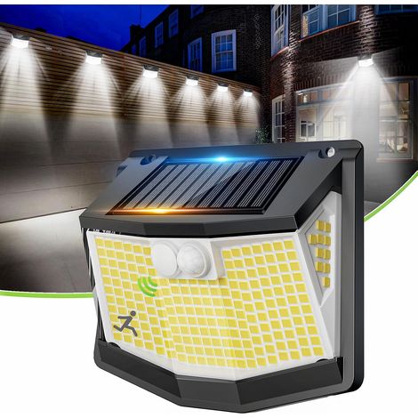 Lampe Solaire 248 LED Exterieur Détecteur Mouvement Lumiere Exterieur IP65 Etanche éclairage 270° Sécurité sans Fil lampe Mural Applique Exterieur pour Jardin Garage (1/5)