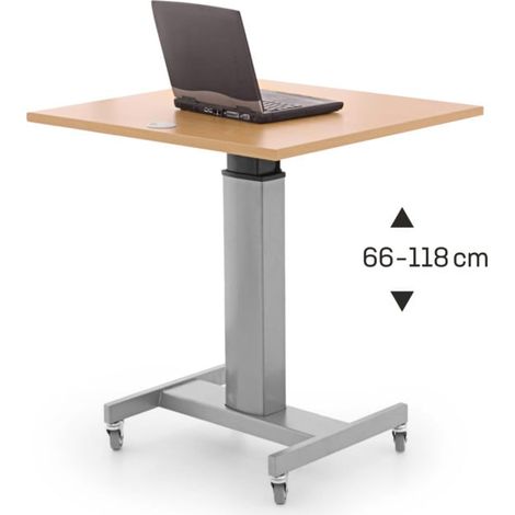 Table assis-debout à réglage en hauteur électrique STIER 80x60 cm, mélaminé hêtre 68-120 cm