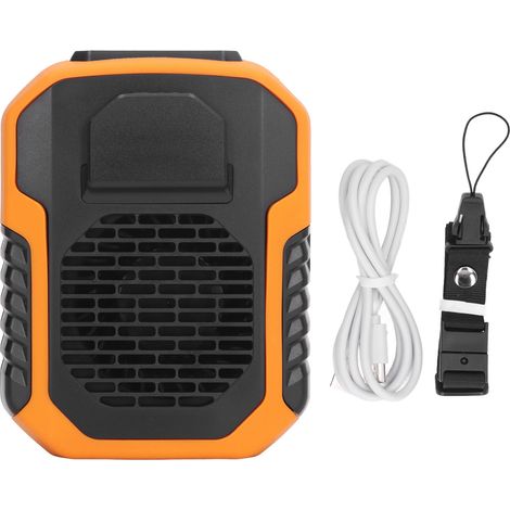 Mini ventilateur à pince rechargeable USB 6000 mAh 5 V 2 A 3 vitesses, portable, orange-AquaForge