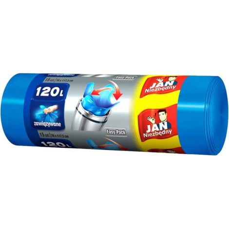 Sacs poubelle JAN Essential HD Easy Pack - bleus 120 L - 15 unités