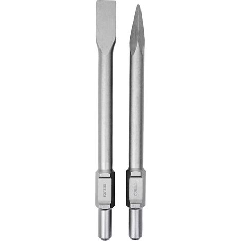 STIER SDS-HEX Flachmeißel Spitzmeißel Set, 410 mm, für Abbruchhammer, vielseitig einsetzbar, guter Materialabtrag