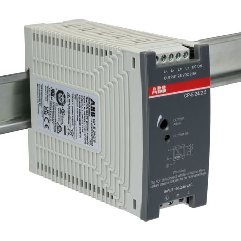 Alimentation pour rail DIN ABB, série CP-E, 24V c.c. 2.5A, 85 264V c.a., 60W ( Prix pour 1 ) (1/3)