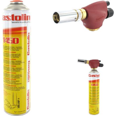 Castolin – Chalumeau soudeur à flamme bi-gaz – Allumage Piézo – Autonomie 90 mn – Cartouche de gaz 220g incluse