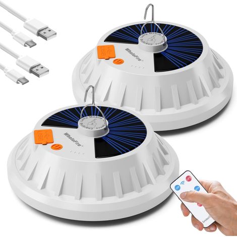 Lampe de Camping Solaire LED Rechargeable par USB avec Télécommande, 5 Modes Lumière de Tente IPX7 Étanche Lampe de Camping avec Power Bank pour Randonnée, Ouragan, Charge D'urgence (1/5)